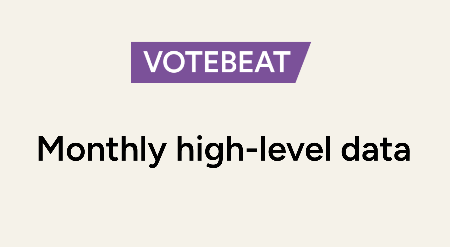 A screenshot of the title slide of my presentation on monthly high-level data for Votebeat.